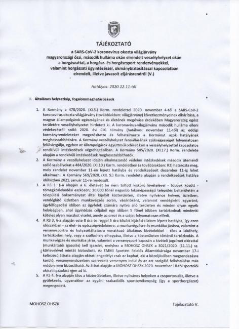Közlemény MOHOSZ COVID-19 tájékoztató